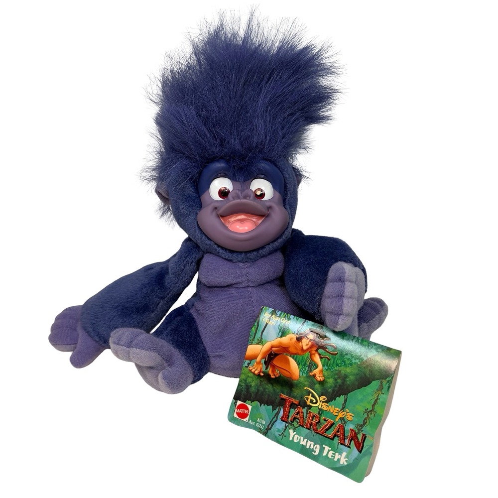 Disney Tarzan Young Terk Plush Mattel 1999 Vintage Purple Gorilla Plush Toy NWT‎